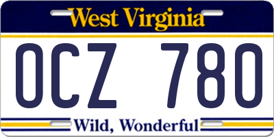 WV license plate OCZ780