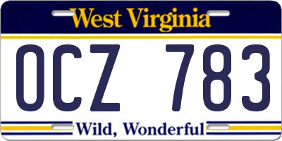 WV license plate OCZ783