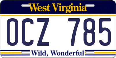 WV license plate OCZ785