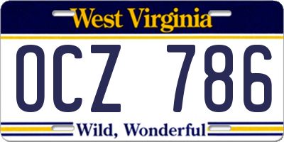 WV license plate OCZ786