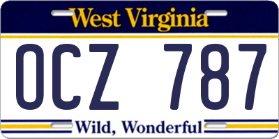 WV license plate OCZ787