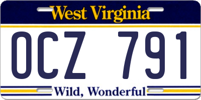 WV license plate OCZ791