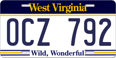 WV license plate OCZ792