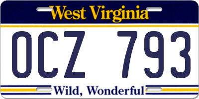 WV license plate OCZ793