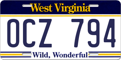 WV license plate OCZ794