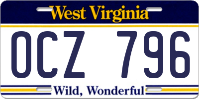 WV license plate OCZ796