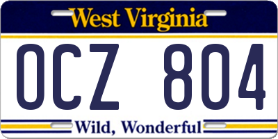 WV license plate OCZ804
