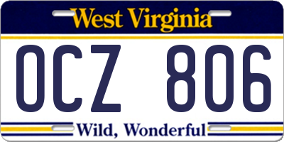 WV license plate OCZ806