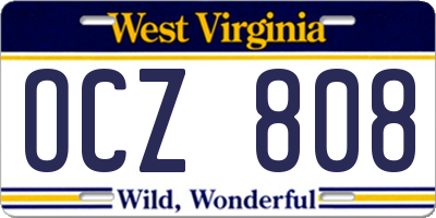 WV license plate OCZ808