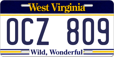 WV license plate OCZ809