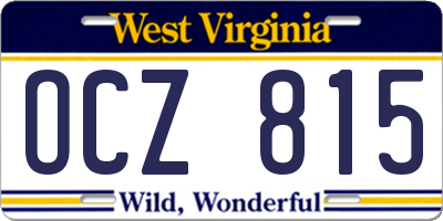 WV license plate OCZ815