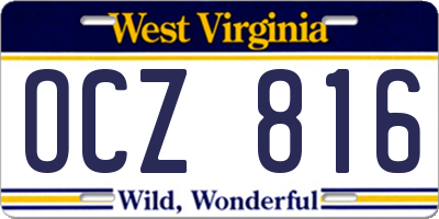 WV license plate OCZ816