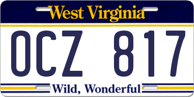 WV license plate OCZ817