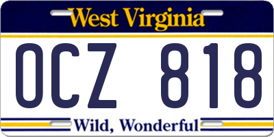 WV license plate OCZ818