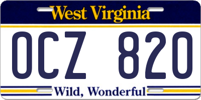 WV license plate OCZ820