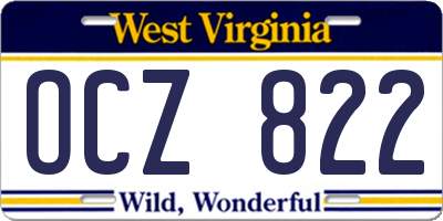 WV license plate OCZ822