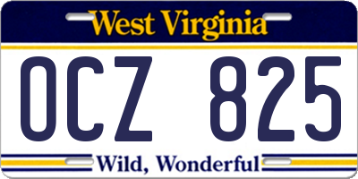 WV license plate OCZ825