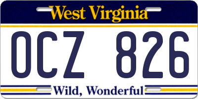WV license plate OCZ826