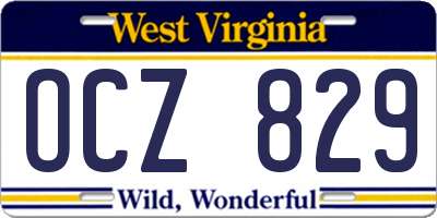WV license plate OCZ829