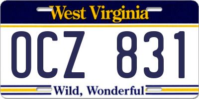 WV license plate OCZ831