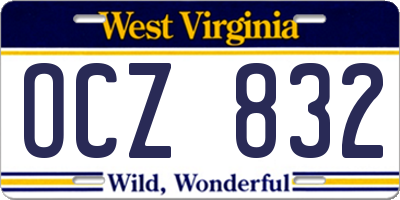 WV license plate OCZ832