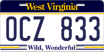 WV license plate OCZ833