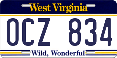 WV license plate OCZ834
