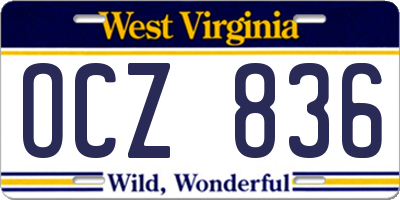 WV license plate OCZ836