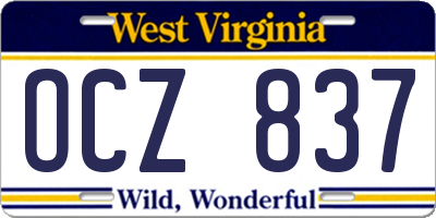 WV license plate OCZ837