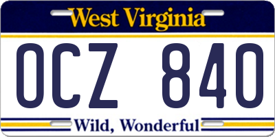 WV license plate OCZ840