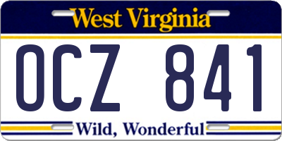 WV license plate OCZ841
