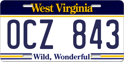 WV license plate OCZ843