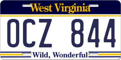 WV license plate OCZ844