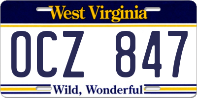 WV license plate OCZ847