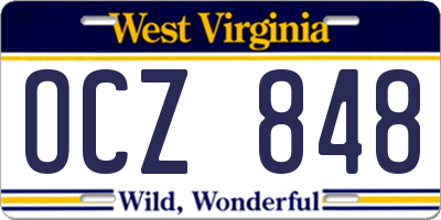 WV license plate OCZ848
