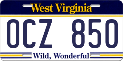 WV license plate OCZ850