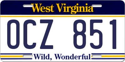 WV license plate OCZ851