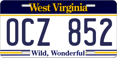 WV license plate OCZ852