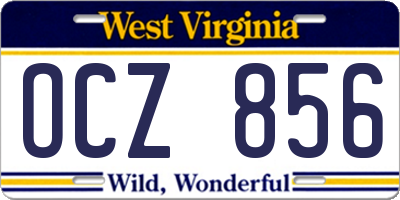 WV license plate OCZ856