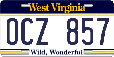 WV license plate OCZ857
