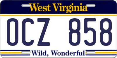 WV license plate OCZ858