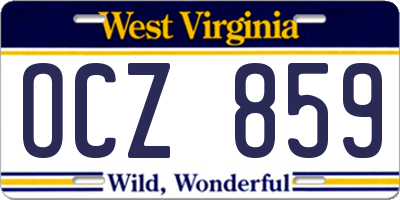 WV license plate OCZ859