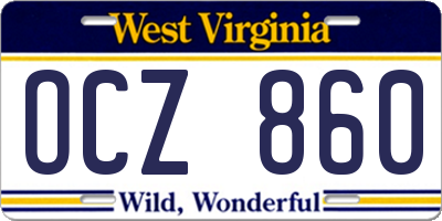 WV license plate OCZ860