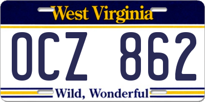 WV license plate OCZ862