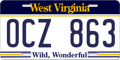 WV license plate OCZ863