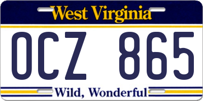 WV license plate OCZ865
