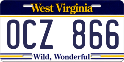 WV license plate OCZ866