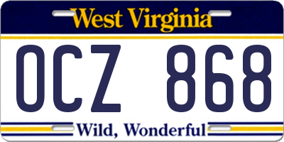 WV license plate OCZ868