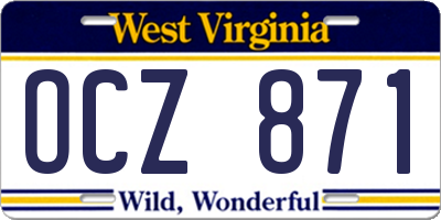 WV license plate OCZ871