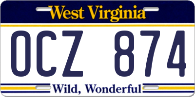 WV license plate OCZ874